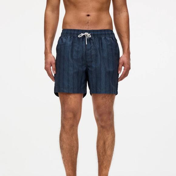 OAS Getrick Blue Green Lizard Pattern Swim Shorts Medium NEW Lined Stripe Trunks - Picture 7 of 7